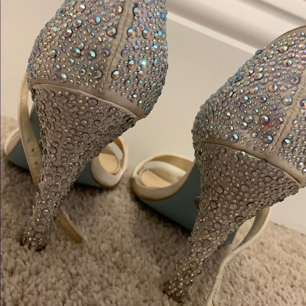 White and rhinestone Betsy Johnson heels